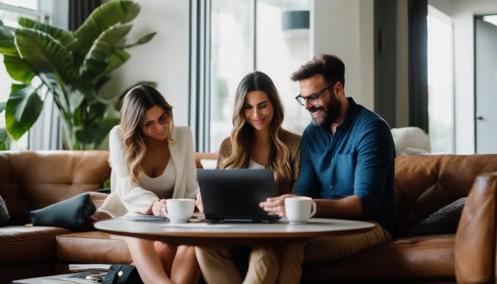 Couple discussing finances at home