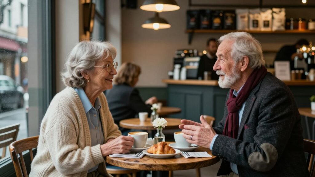 two people talking in the cafe