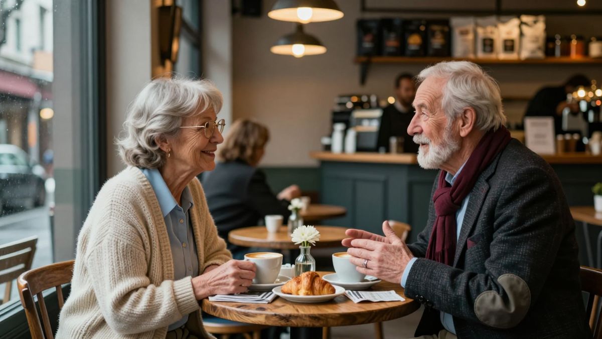 two people talking in the cafe